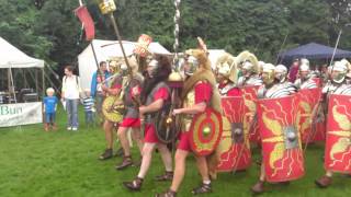 Roman Reenactment at the Amphitheatre in Caerleon Marching In [upl. by Leirej642]