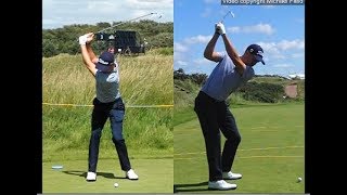 Justin Thomas golf swing  Long Iron faceon amp downtheline July 2017 [upl. by Owain]