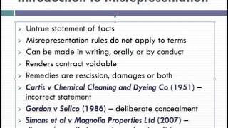 Misrepresentation Lecture 1 of 4 [upl. by Leirrad434]